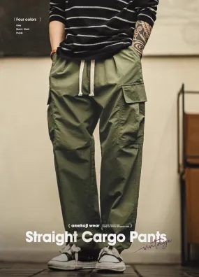 American Retro Multi-Pocket Waterproof Loose Men's Trousers