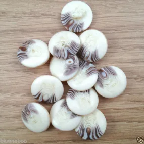 Aran Buttons Cream & Brown.  Shank on back.  Size 15mm - Sold Individually