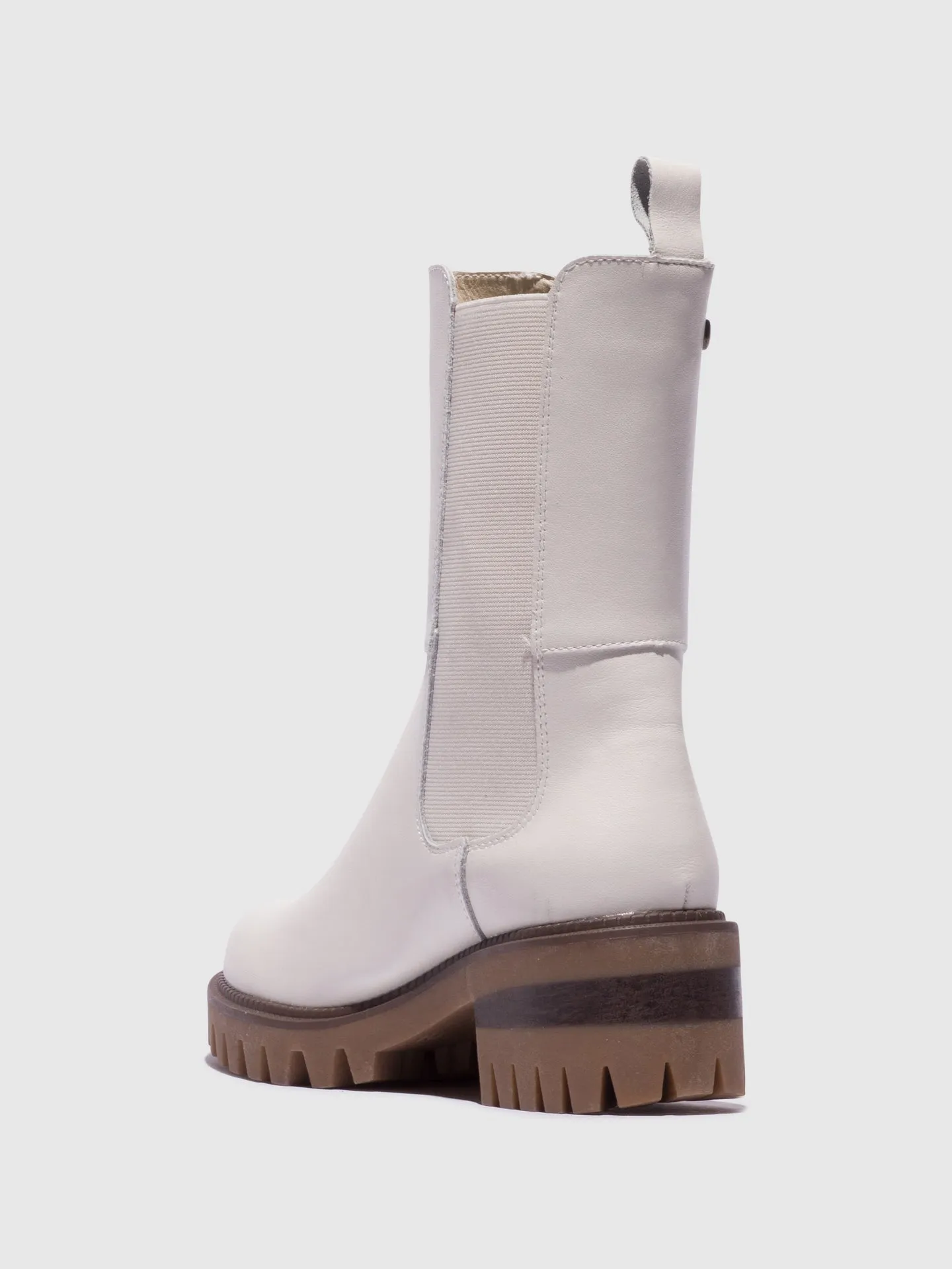 Beige Zip Up Boots