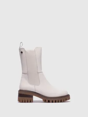 Beige Zip Up Boots