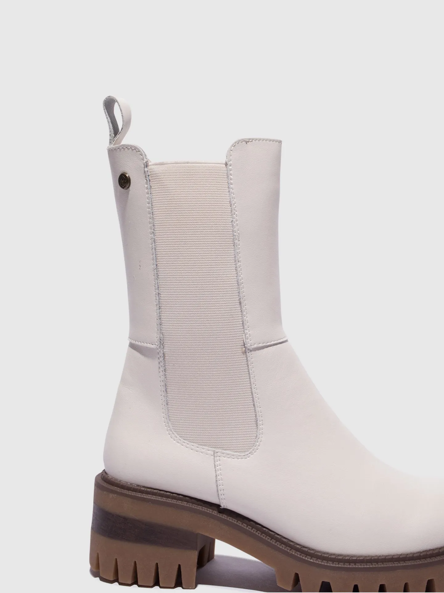 Beige Zip Up Boots