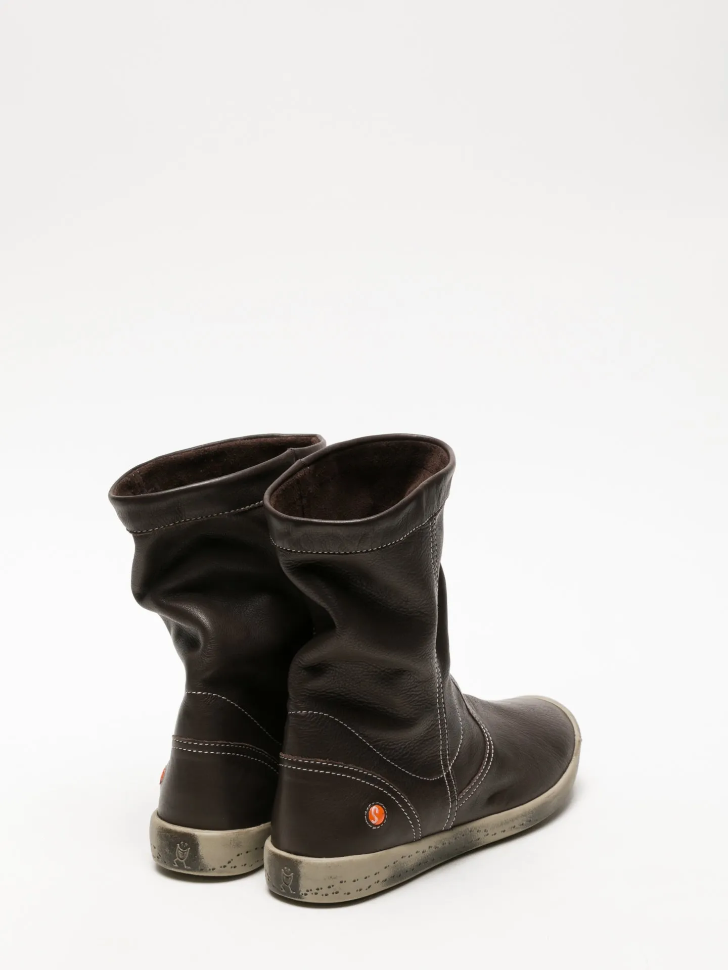 Brown Round Toe Ankle Boots
