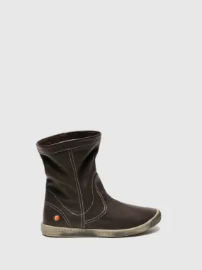 Brown Round Toe Ankle Boots