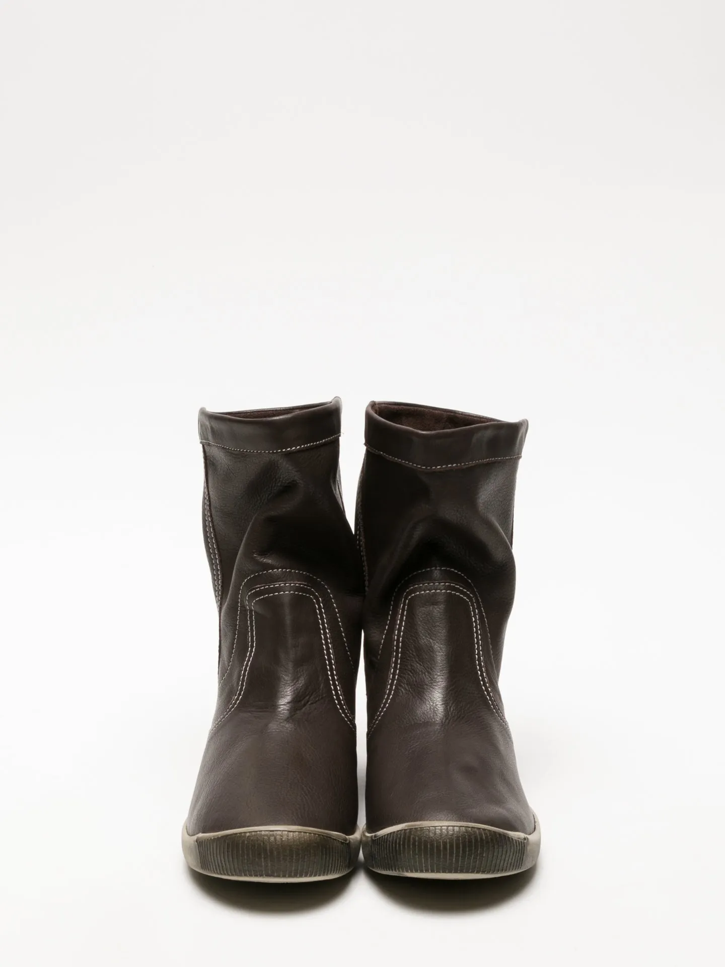 Brown Round Toe Ankle Boots