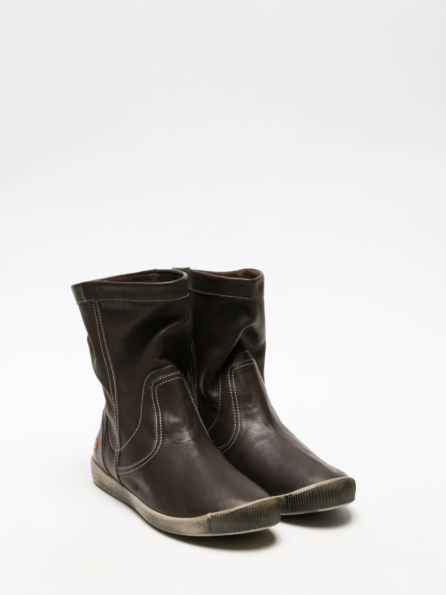 Brown Round Toe Ankle Boots