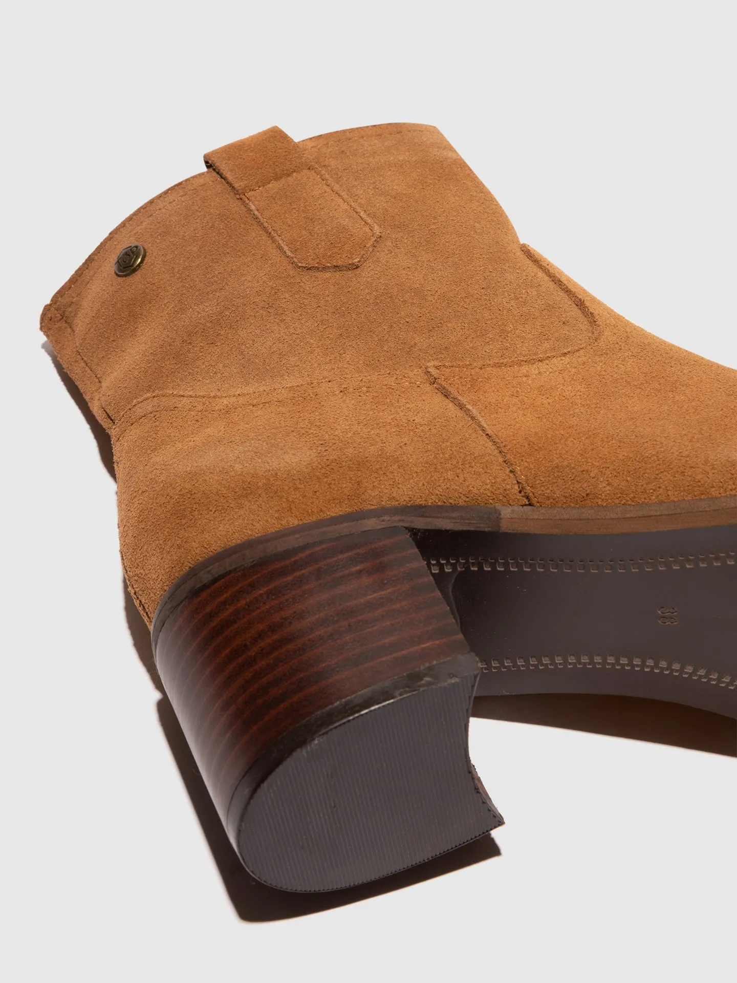 Camel Round Toe Ankle Boots