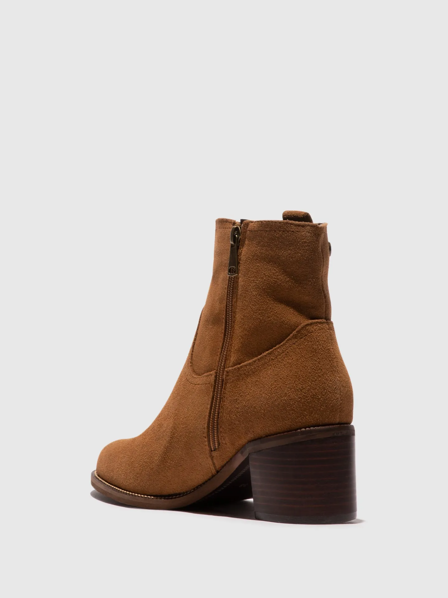 Camel Round Toe Ankle Boots