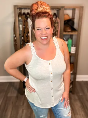 Chasing After You Lace Tank- Oatmeal