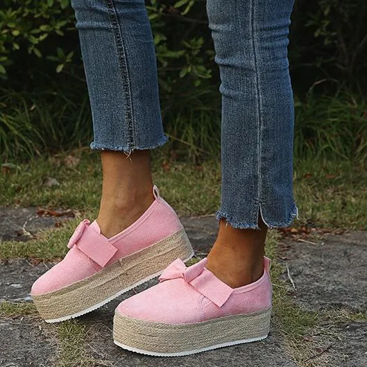 Chicvane Bowknot Espadrille Shoes Platform Loafers