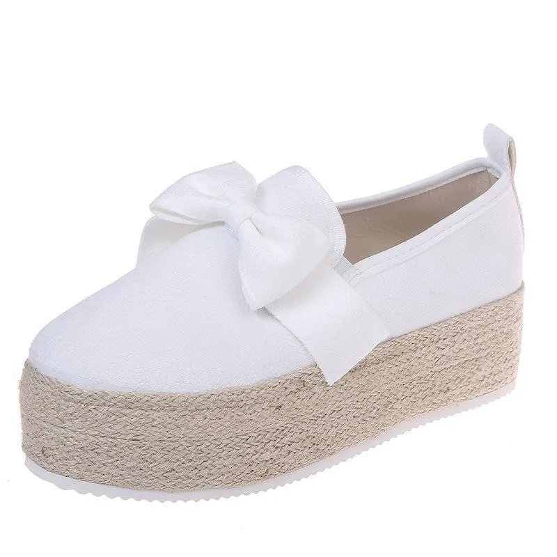 Chicvane Bowknot Espadrille Shoes Platform Loafers