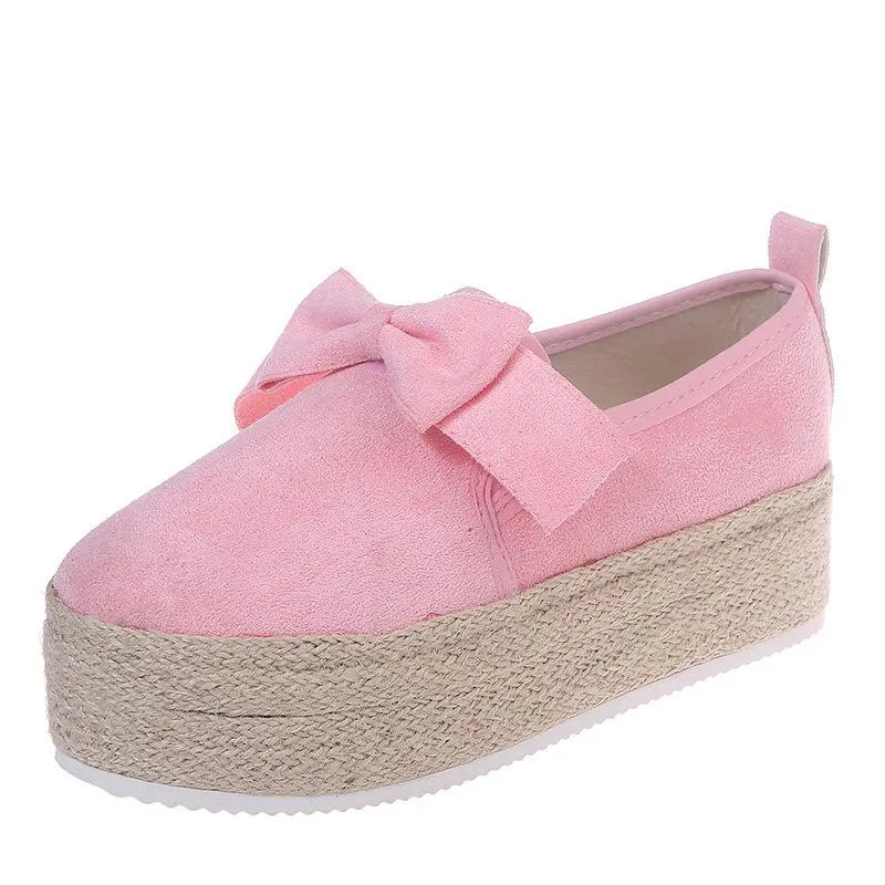 Chicvane Bowknot Espadrille Shoes Platform Loafers
