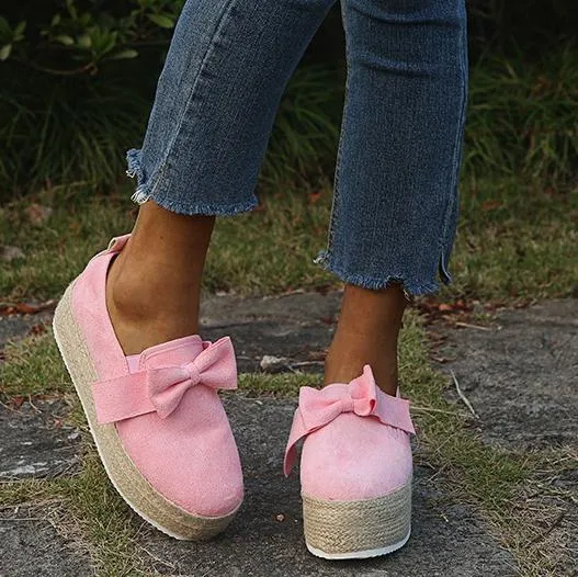 Chicvane Bowknot Espadrille Shoes Platform Loafers