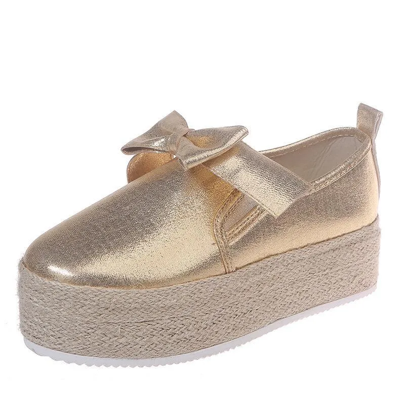 Chicvane Bowknot Espadrille Shoes Platform Loafers