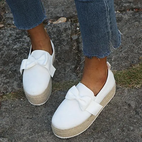 Chicvane Bowknot Espadrille Shoes Platform Loafers