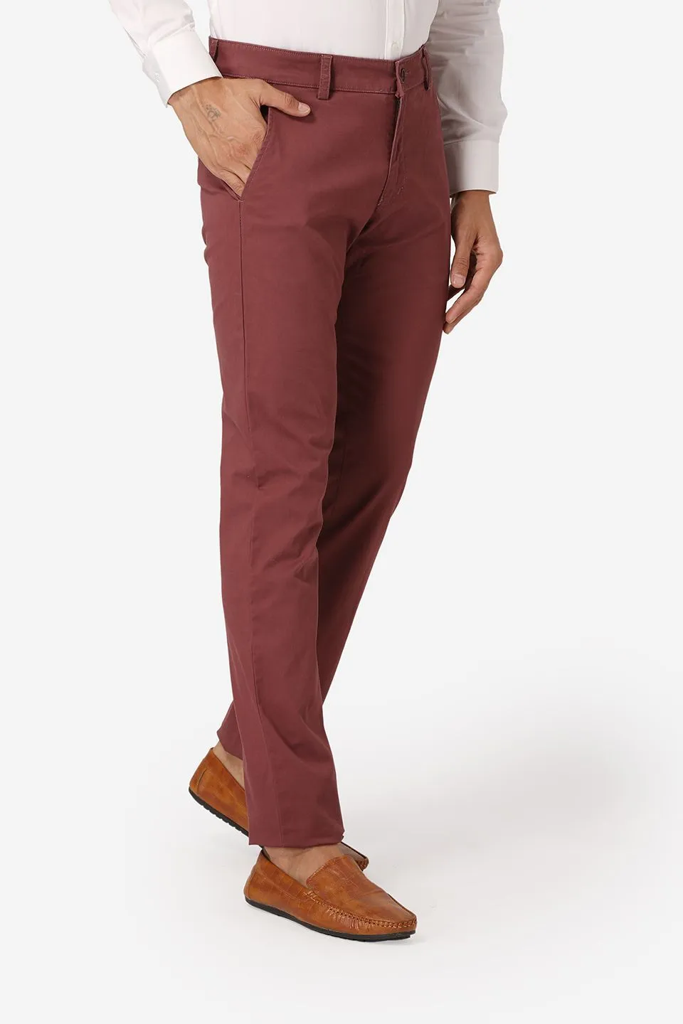 Cotton Twill Maroon Chinos