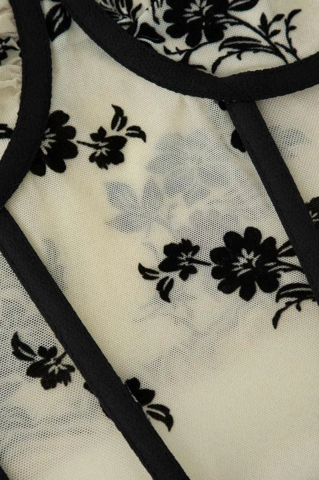 Floral Embroidered V-neck Corset Top