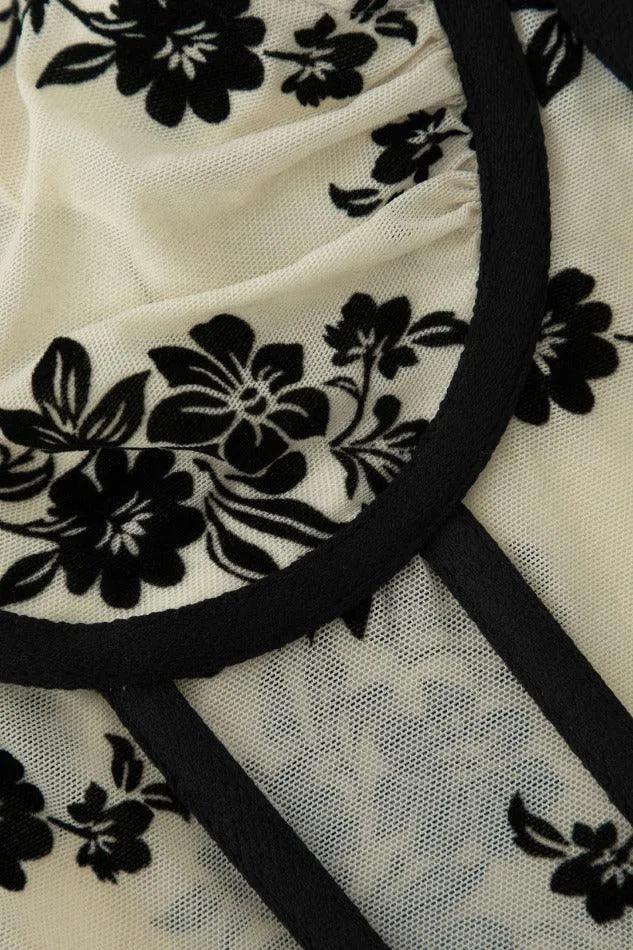 Floral Embroidered V-neck Corset Top