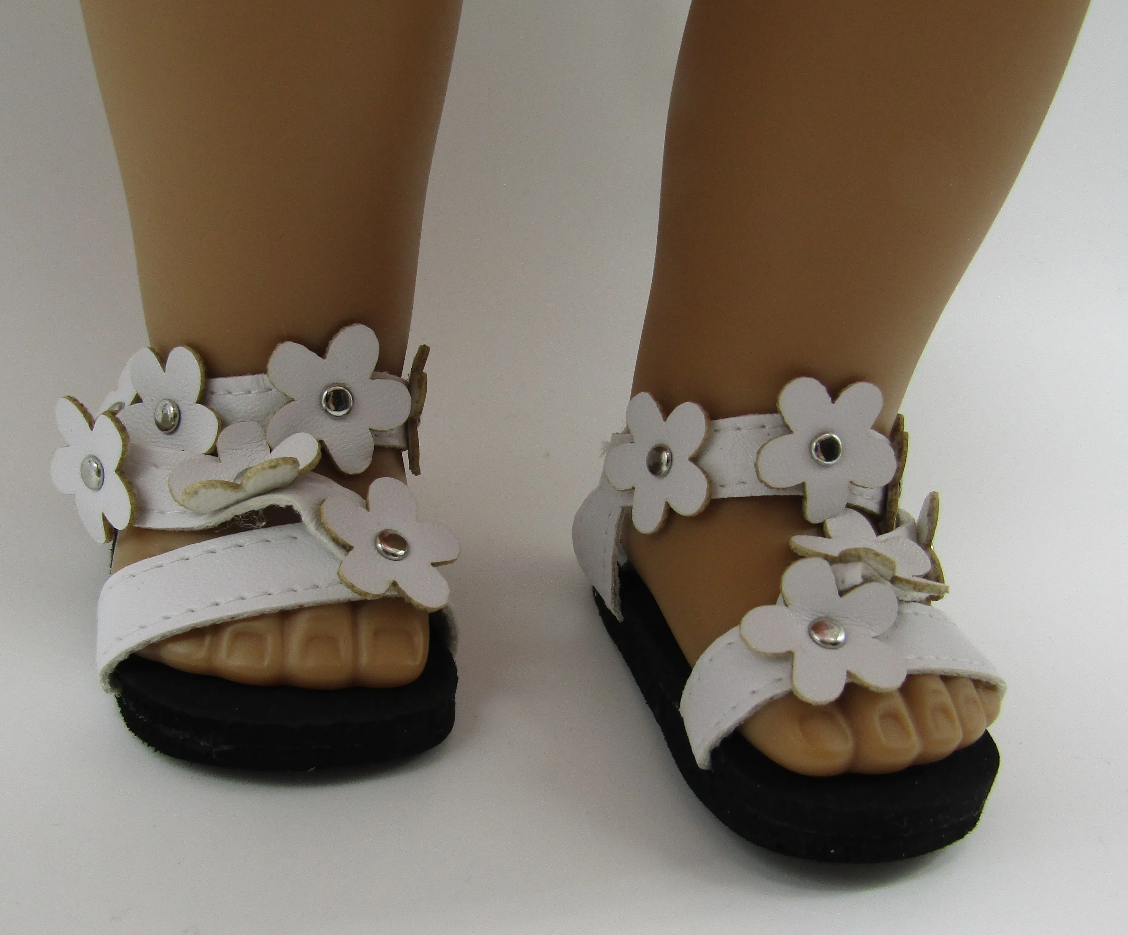 Flower Strap Sandals 18 inch Doll: White