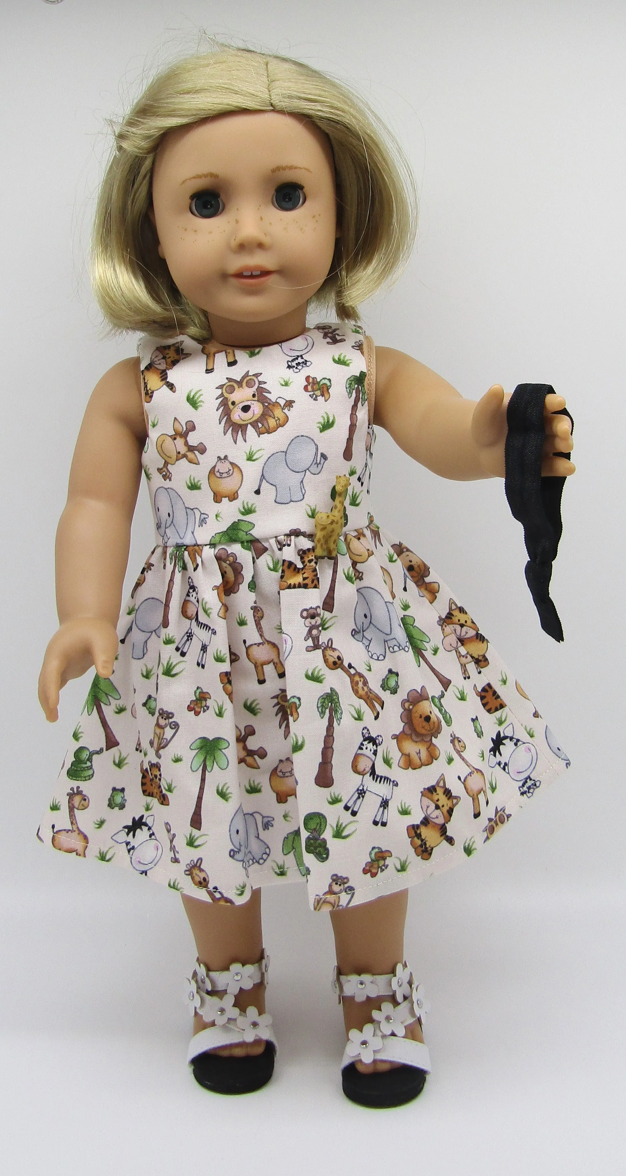 Flower Strap Sandals 18 inch Doll: White