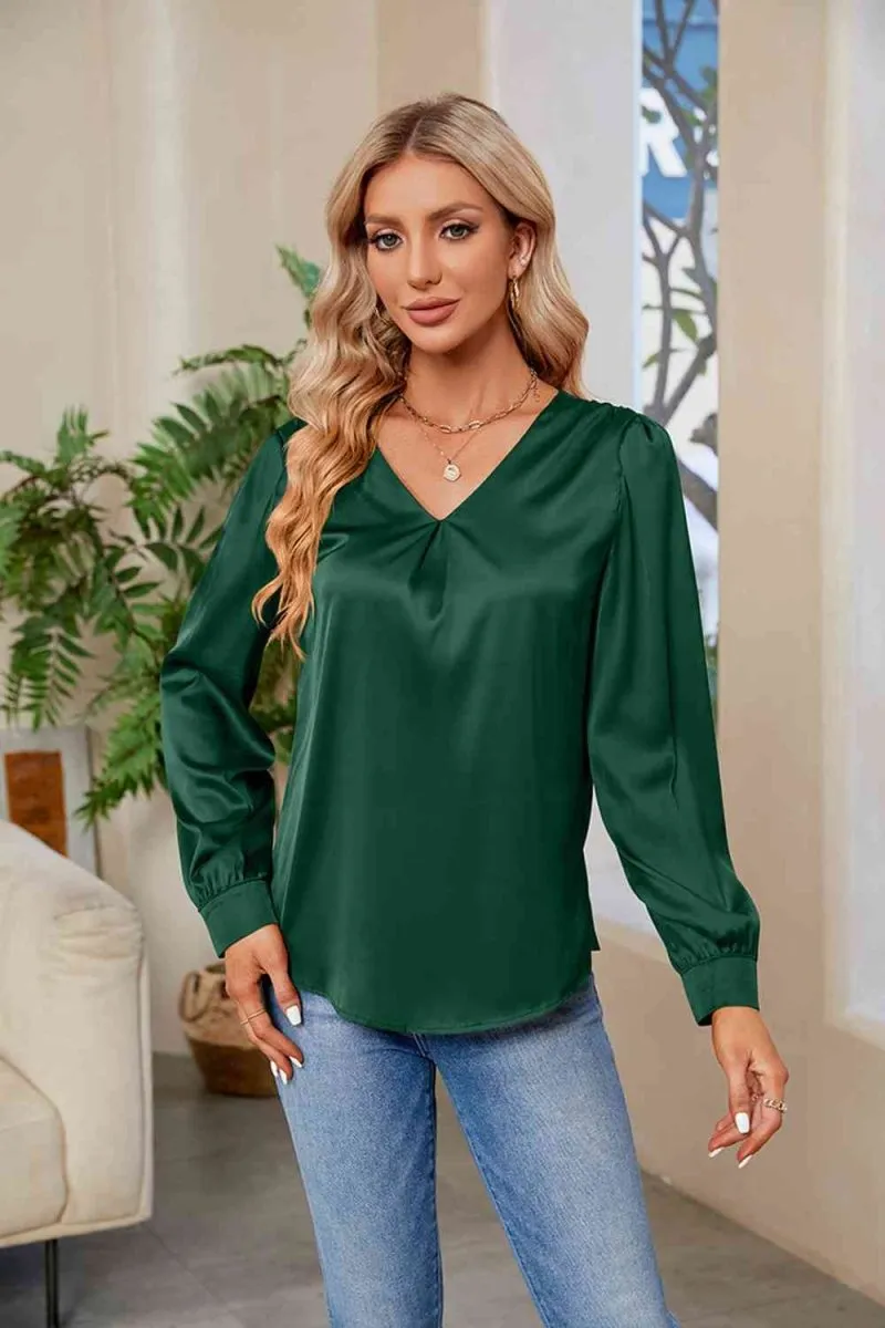 Graceful Comfort V-Neck Long Sleeve Top