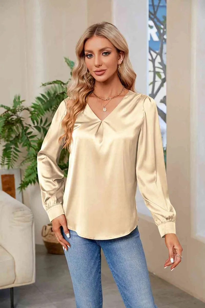 Graceful Comfort V-Neck Long Sleeve Top