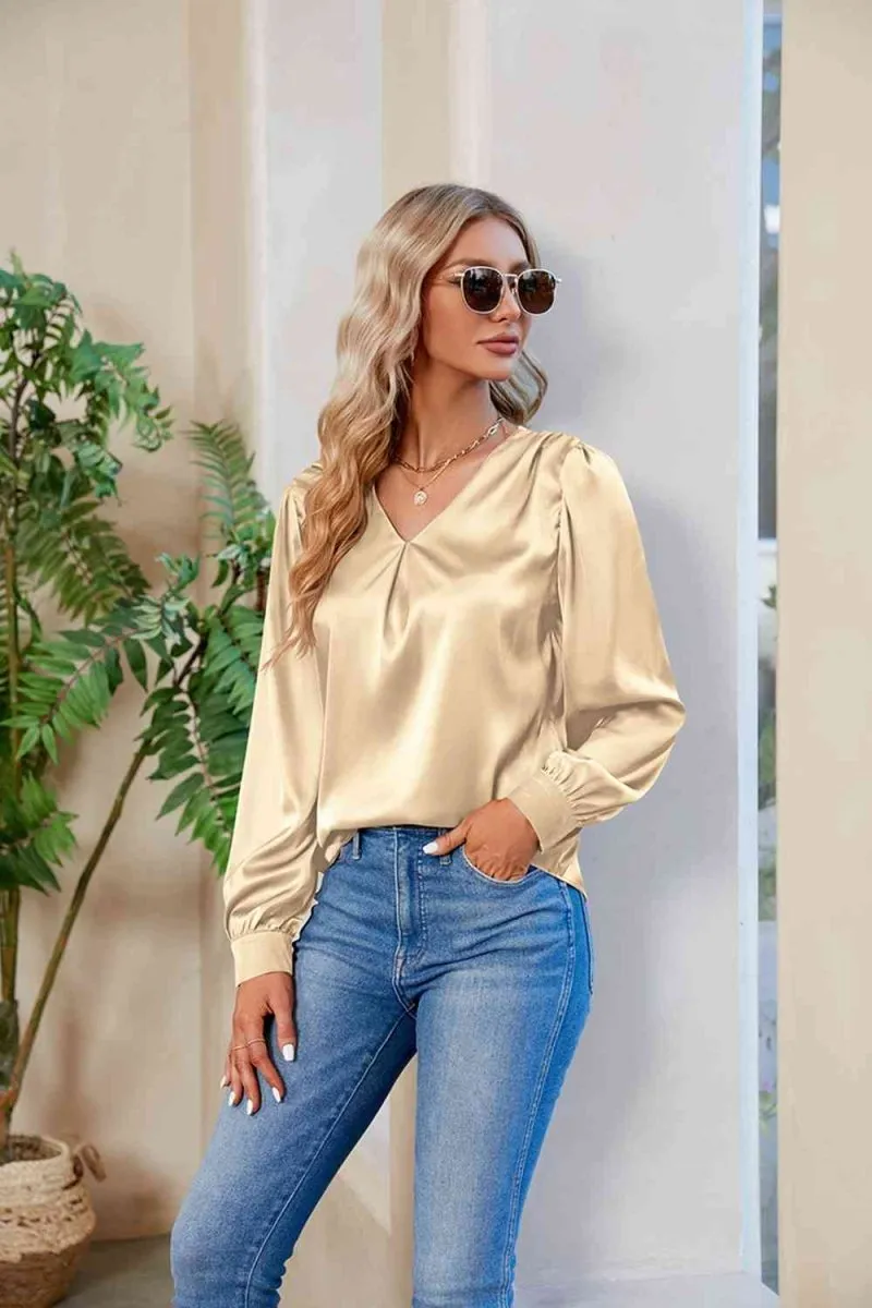 Graceful Comfort V-Neck Long Sleeve Top