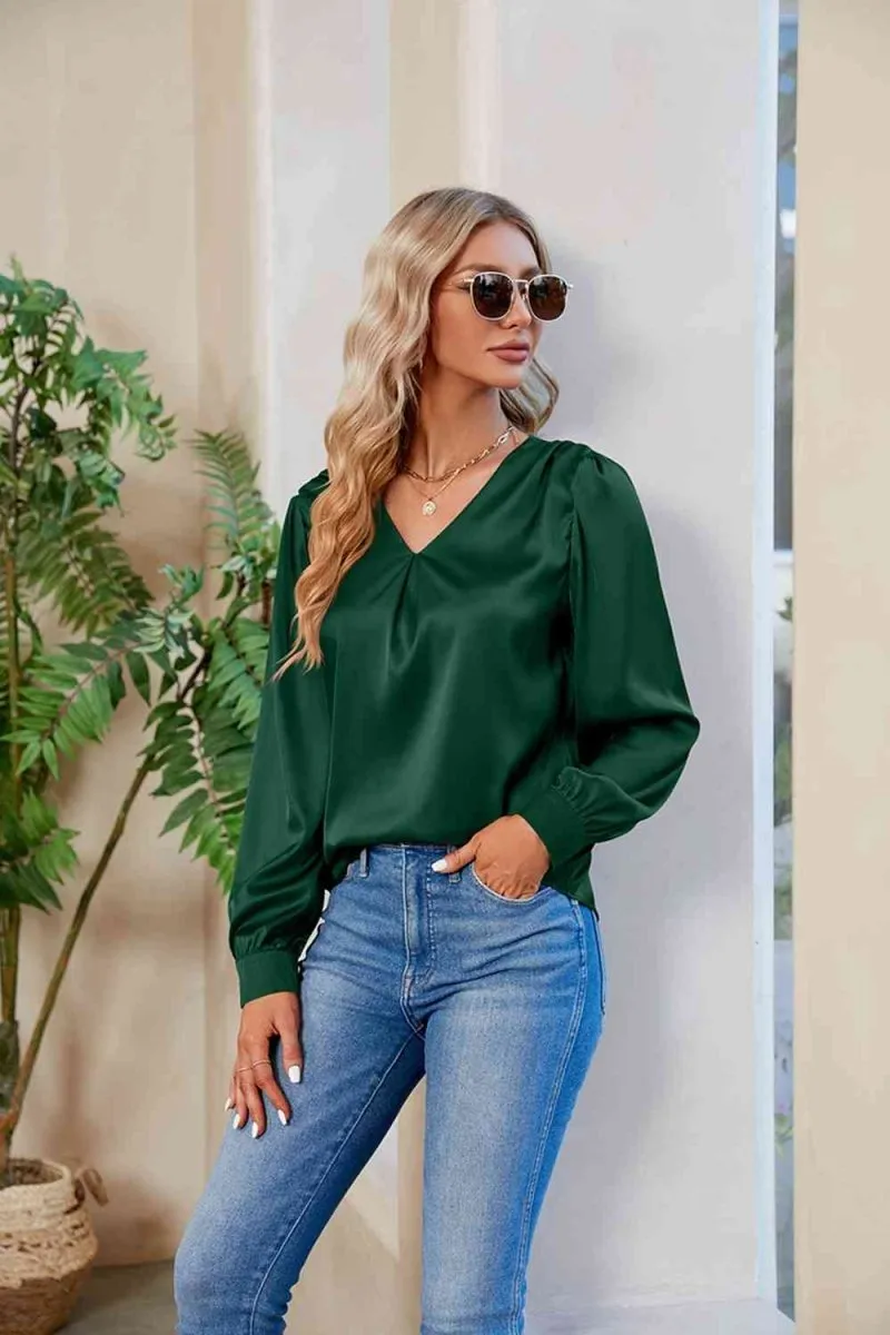 Graceful Comfort V-Neck Long Sleeve Top