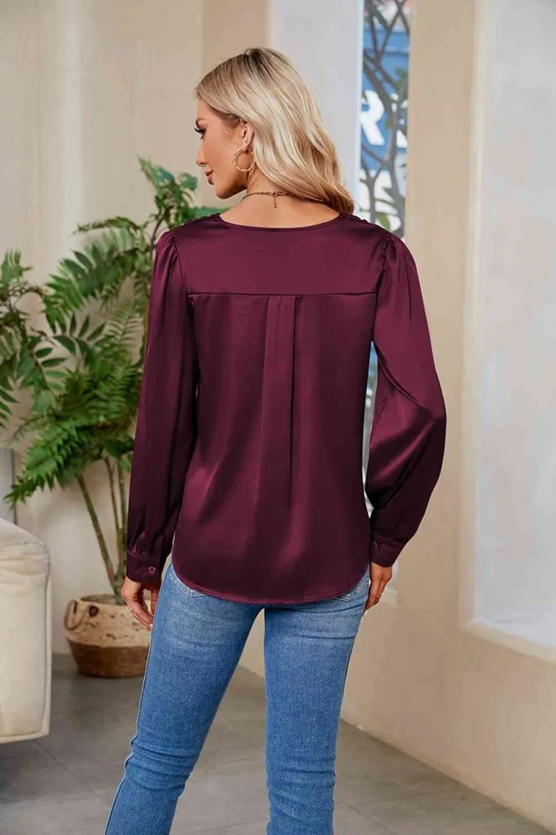 Graceful Comfort V-Neck Long Sleeve Top