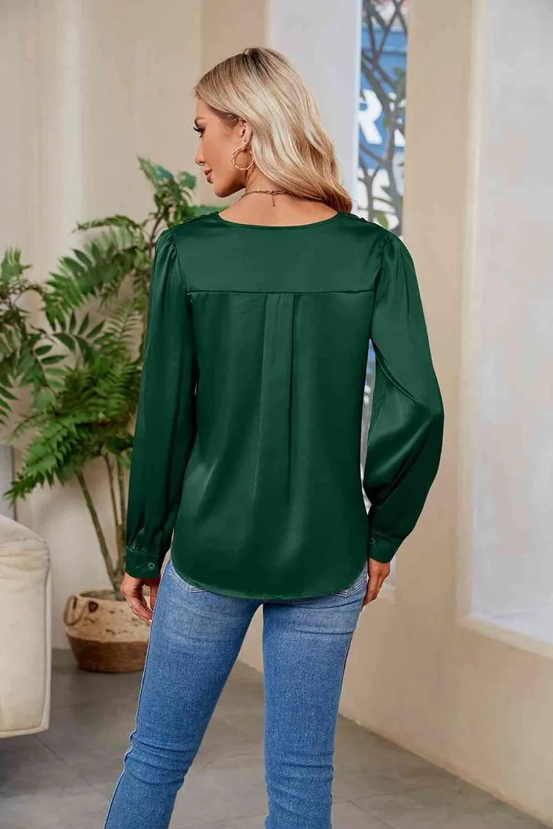 Graceful Comfort V-Neck Long Sleeve Top