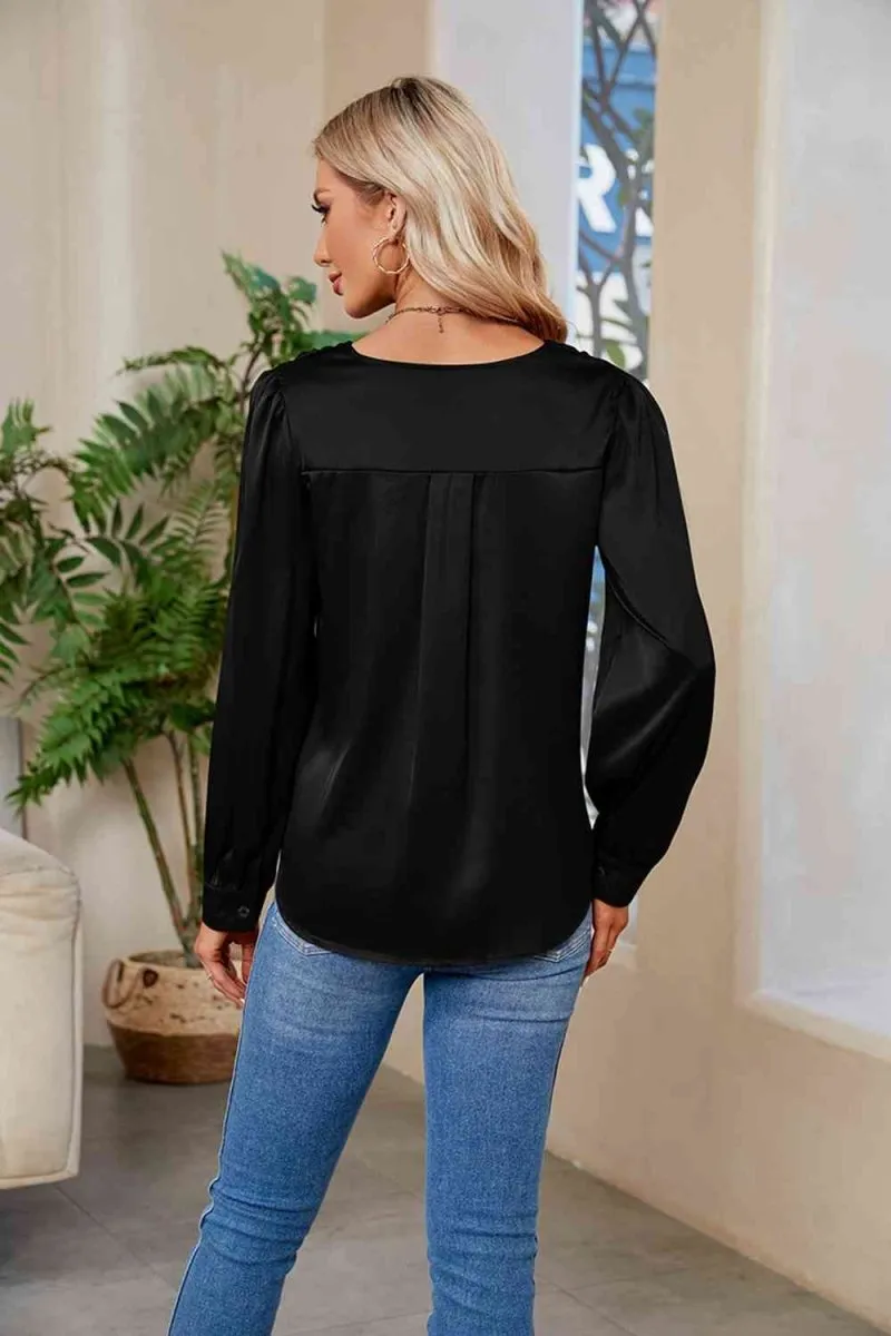Graceful Comfort V-Neck Long Sleeve Top