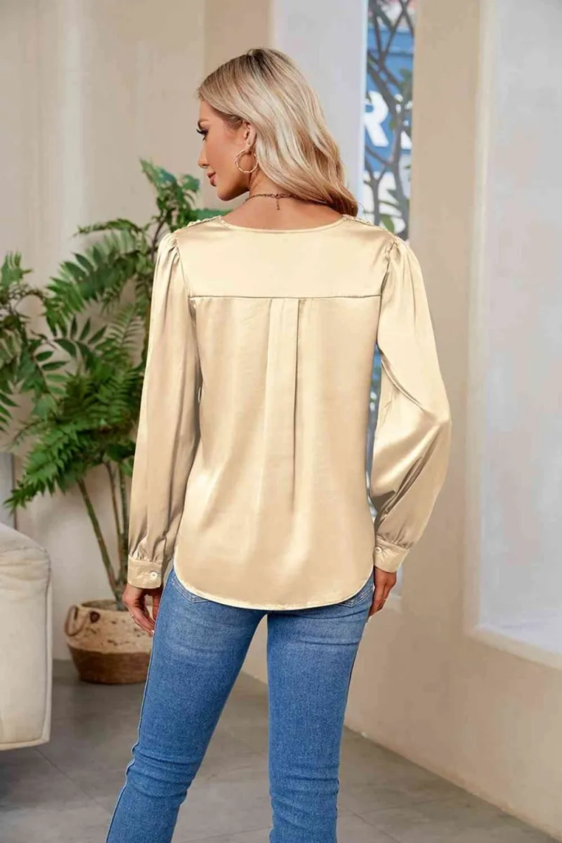 Graceful Comfort V-Neck Long Sleeve Top