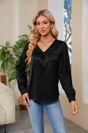 Graceful Comfort V-Neck Long Sleeve Top