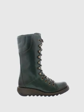 Green Lace-up Boots
