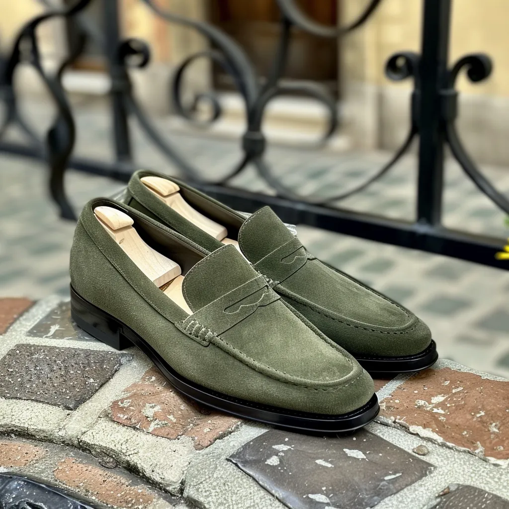 Green Suede Antonino Loafers