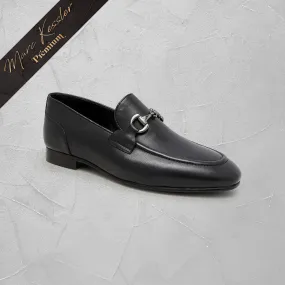 Gun Metallic Buckled Loafers