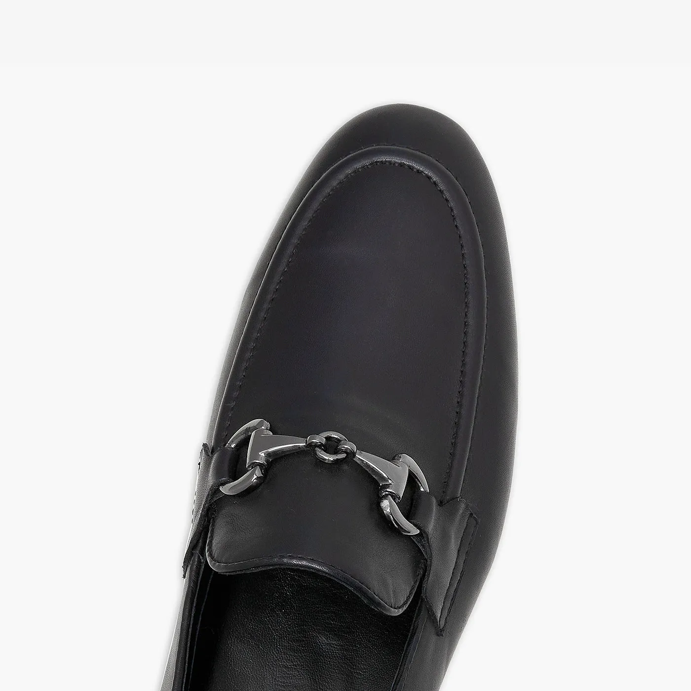 Gun Metallic Buckled Loafers