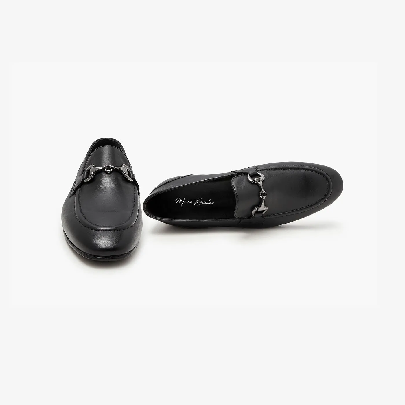 Gun Metallic Buckled Loafers