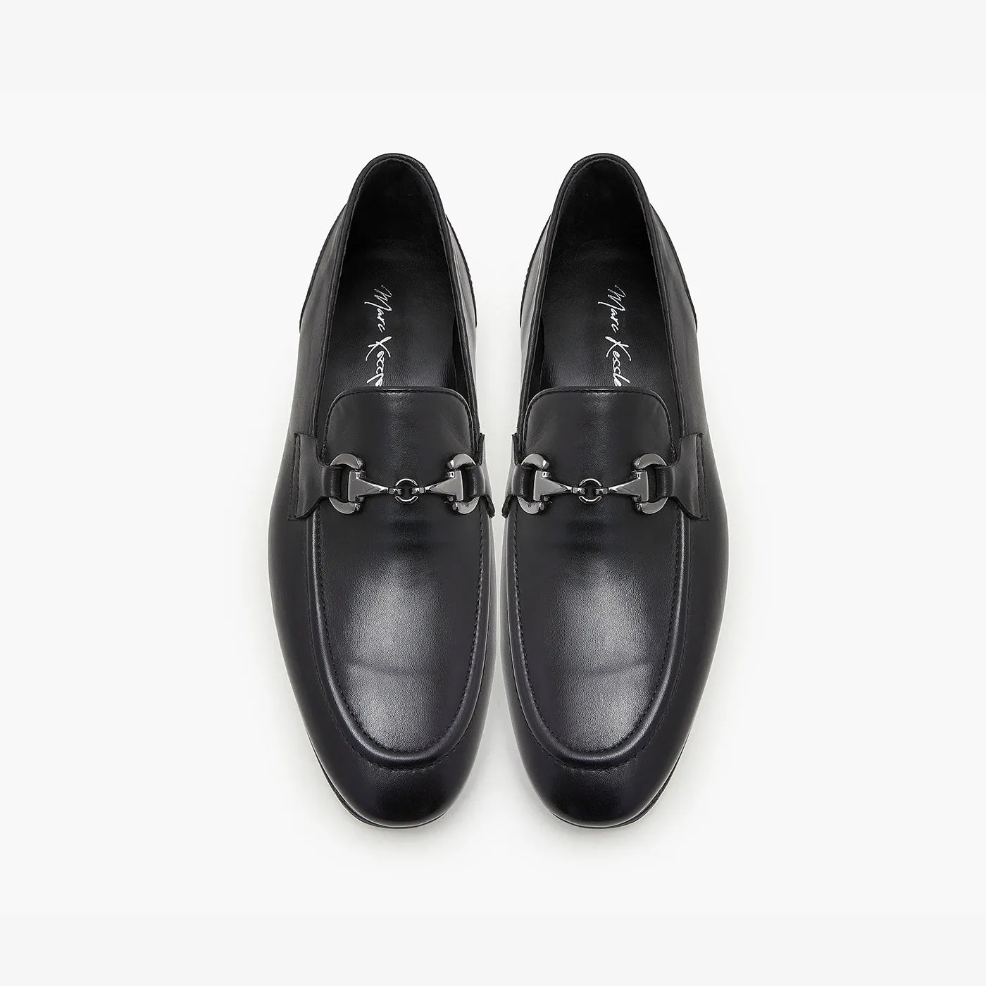 Gun Metallic Buckled Loafers