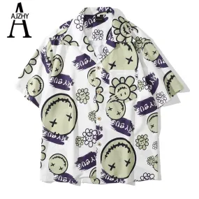 Men Shirts Summer Daisy Hawaiian Shirts Button Up Graphic Print