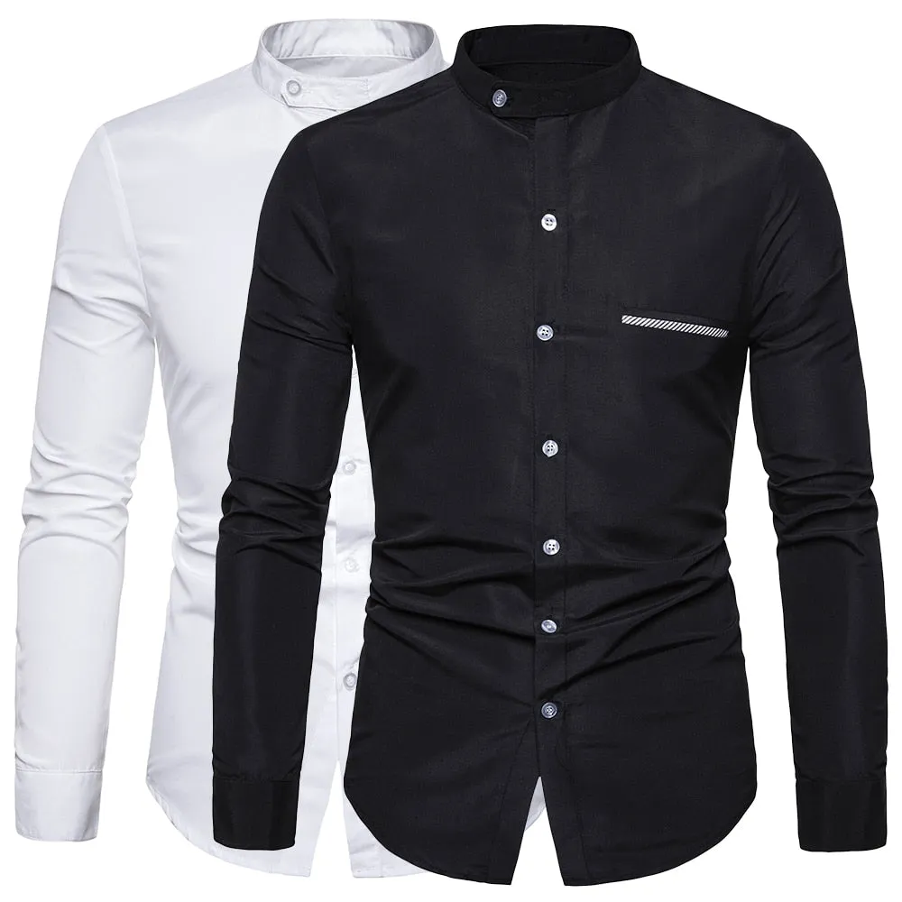 Men's Shirts Solid Long Sleeves Casual Business and Social Dress