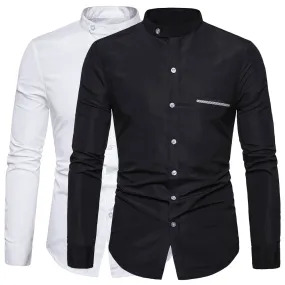 Men's Shirts Solid Long Sleeves Casual Business and Social Dress