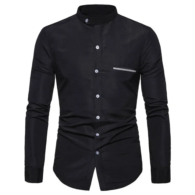 Men's Shirts Solid Long Sleeves Casual Business and Social Dress