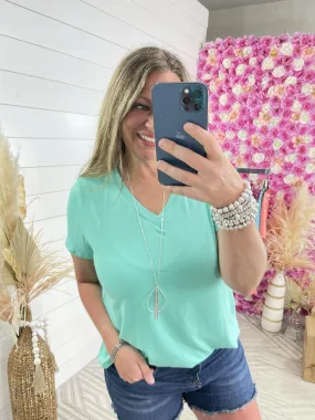 MINT V NECK BUTTER BASIC TEE