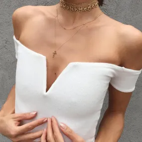Nia Off Shoulder Plunge Crop Top