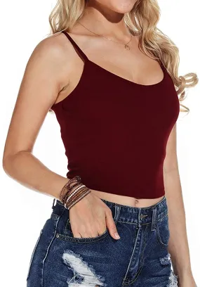 OLRIK  Women's Sleeveless V Neck Casual Ribbed Knit Cami Crop Top