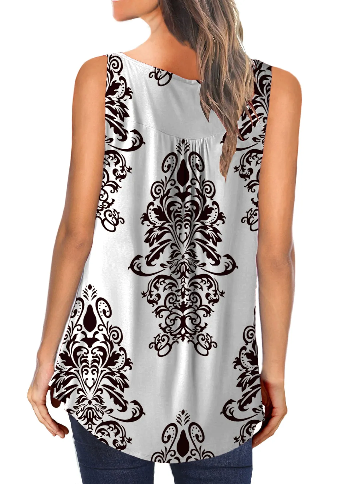 ONLYSHE Women Sleeveless Shirts Baggy Casual Vest Swing Summer Tank Top Blouse Ladies Summer Floral Tunic Tops
