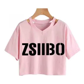 Pink-B Woman T-shirts Harajuku Dragon Kpop Ropa Y2k Crop Tops Aesthetic Vintage Femme V-neck Tops Korean Punk Streetwear Gothic Tee