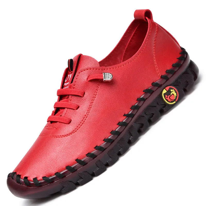 Platform Loafers  Casual Shoes Leather Flats Comfortable Slip on Mom Shoe
