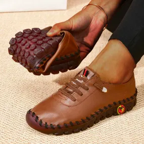 Platform Loafers  Casual Shoes Leather Flats Comfortable Slip on Mom Shoe