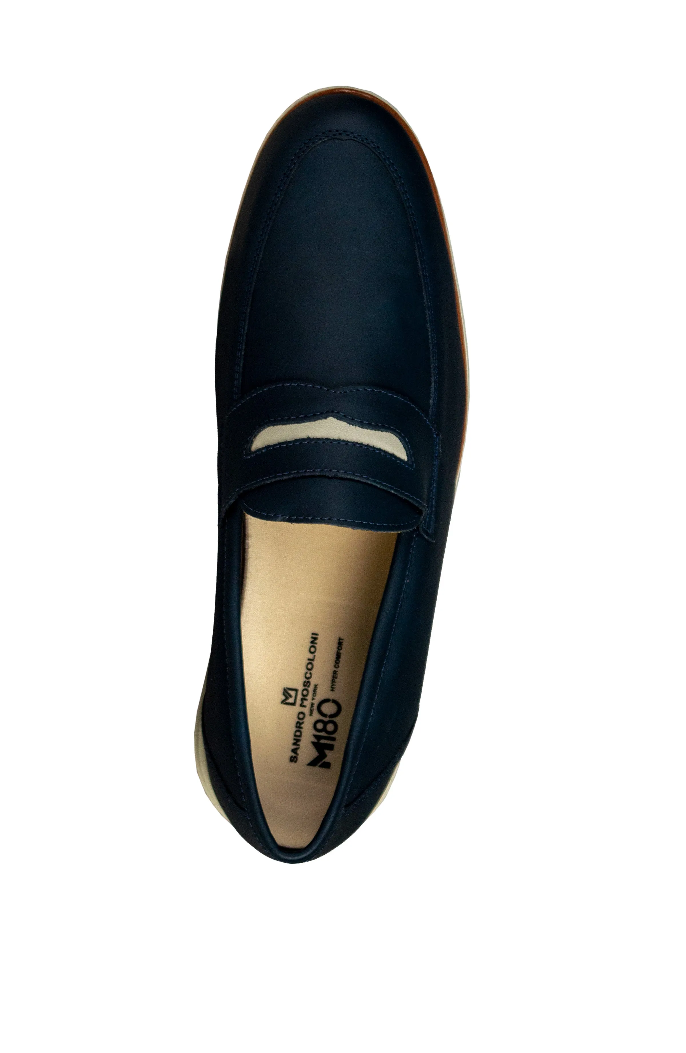 Sandro Moscoloni Men's Natal Navy Mocc Toe Penny Slip on